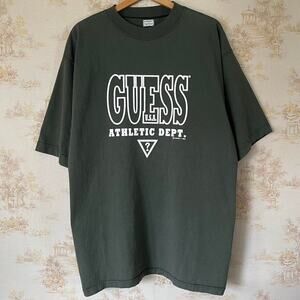 Vintage 90s Guess Georges Marciano T-Shirt | Sage Green Puff Print | XL